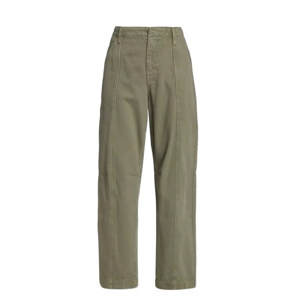 Frame Denim High-Rise Relaxed Washed Trouser Pants Green - Picture 5 of 11